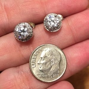 Sterling Silver Cz Pierced Post Earrings